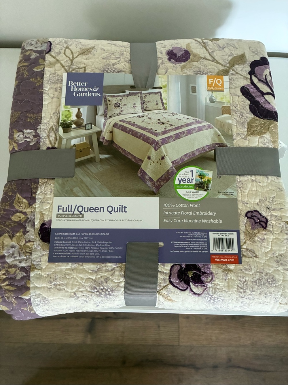 Better Homes & Gardens Full Queen Quilt Embroidered Floral Cotton NWT 92X90